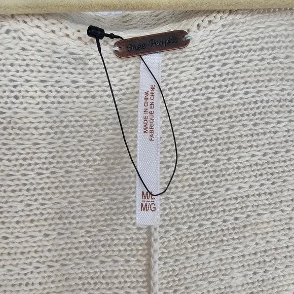 Free People Deck Chair Knit Sweater Kimono Cardi Top M L Cream Stripe Coastal - Picture 5 of 10